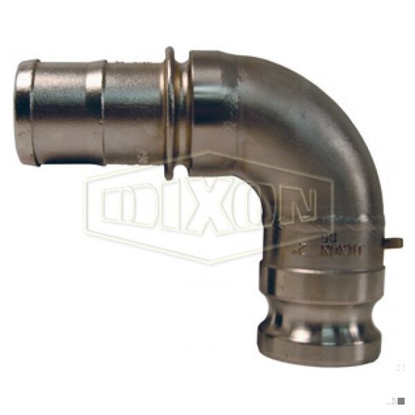 Type E 90Deg Cam and Groove Elbow, 2 in, Male Adapter x Hose Shank, 316 SS, Domestic
